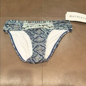 Athleta Blue and White Patterned Bikini Bottom